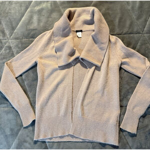 J.CREW Cardigan Sweater Women's Beige Knit Long Sleeve Collared Open Front XS